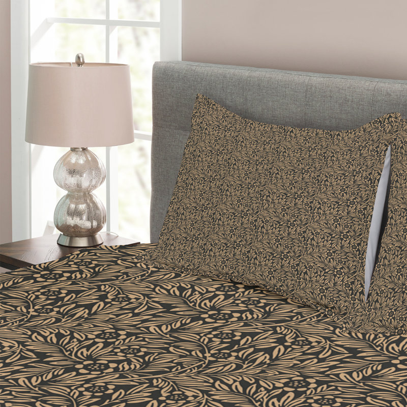 Abygael Brown Microfibre Bedspread Set, 220 x 264 cm