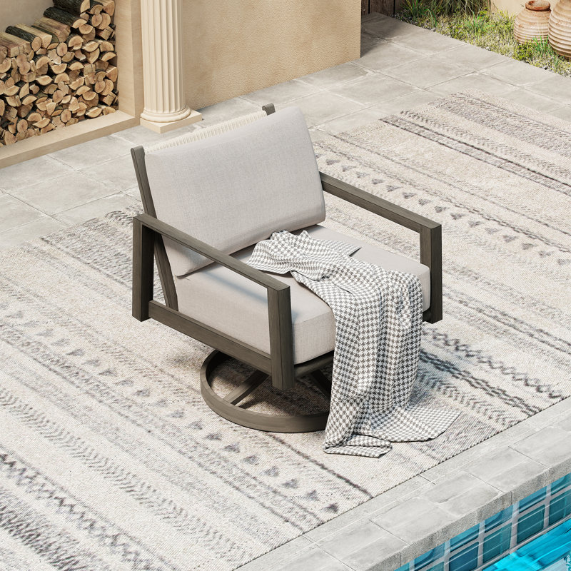 Chaise de patio pivotante 1 pièce en aluminium brun avec coussins gris clair Nimbus