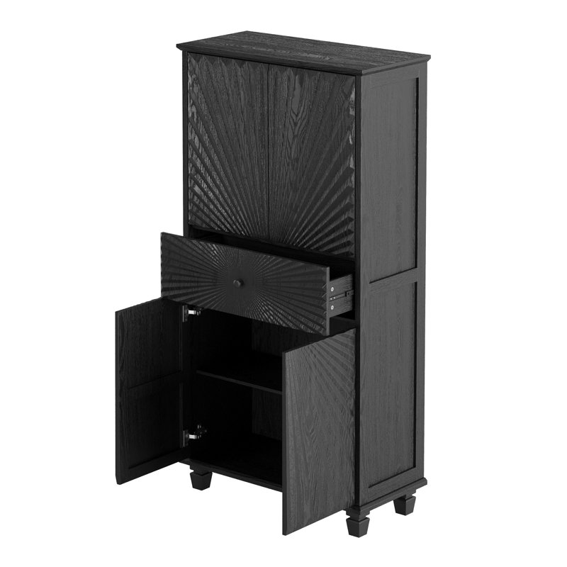 Buffets et armoires modernes, armoire de rangement en bois MDF 3D noir pour la salle à manger