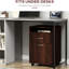Printer Stand And Mobile Brown Storage Cabinet Organizer With Drawer, Ample Space For Office Accessories, 4 Omnidirectional Wheels Mobility, Fits Under Desk, Frame Construction
