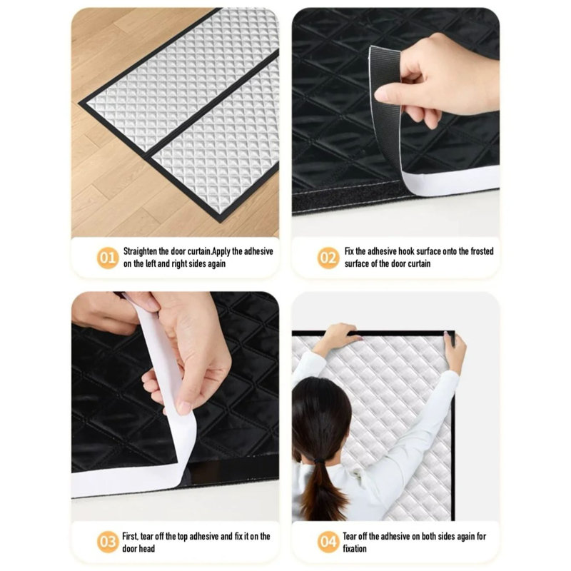Rideau de porte isolant et isolant blanc résistant aux intempéries pour portes et blocs, résistant au froid et au bruit (argent, panneau W32 * H83In 1)