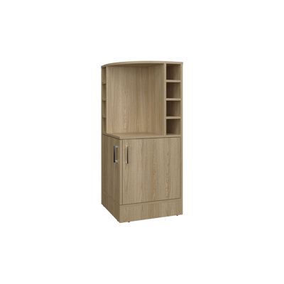 Toyei Corner Bar Cabinet With Bottle Rack, Open Shelves, And Hidden Storage