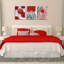 "Boho" rouge et abstrait, art mural noir et blanc 3 pièces