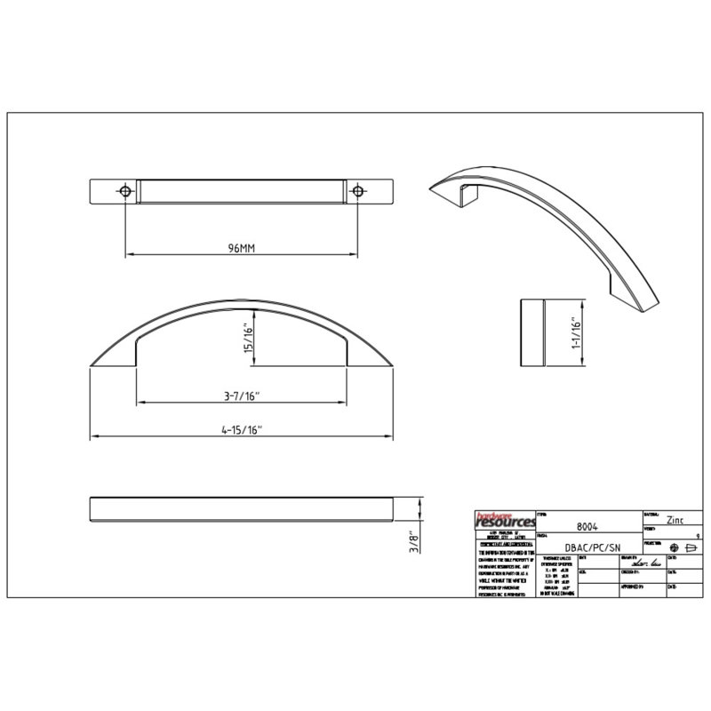 Somerset 3 3/4" Center to Center Arch Pull, Brushed Oil Rubbed Bronze