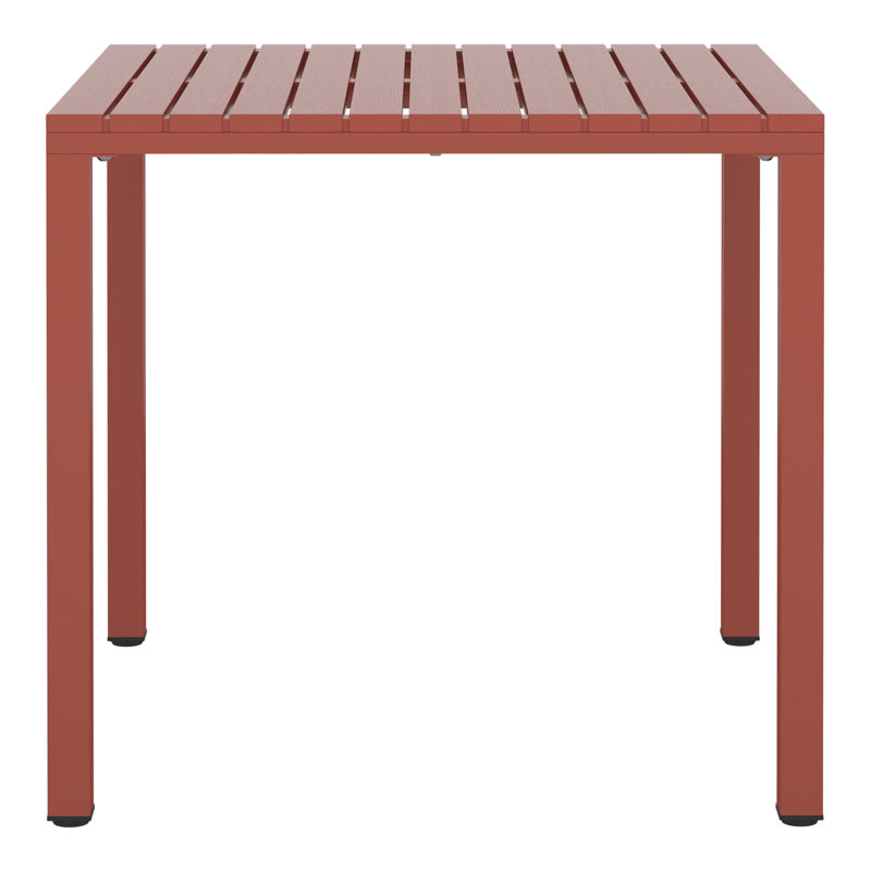 Jackqueline 31.5" Outdoor Square Dining Table With Metal Frame, Red