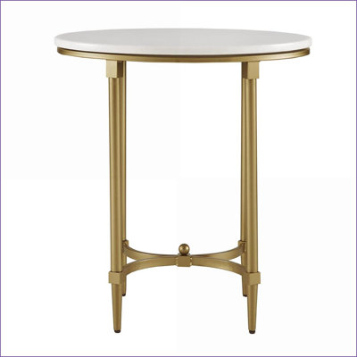 Table basse Signature Bordeaux avec plateau en marbre blanc Pieds en métal doré - Style traditionnel glamour pour le salon