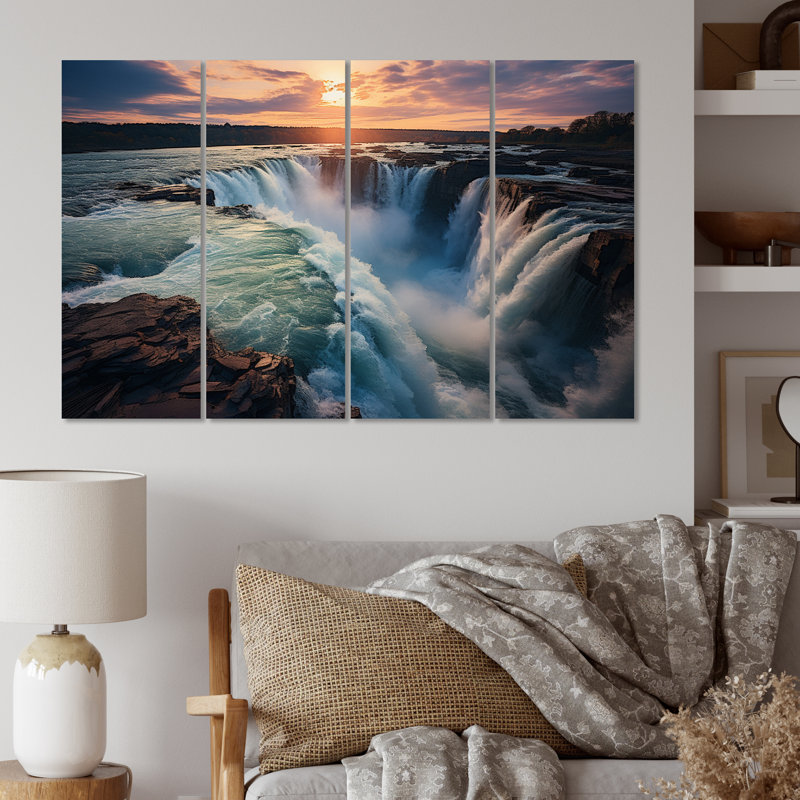 Canada Falls of Splendor II - Canada, reproduction d'art sur toile - 4 panneaux