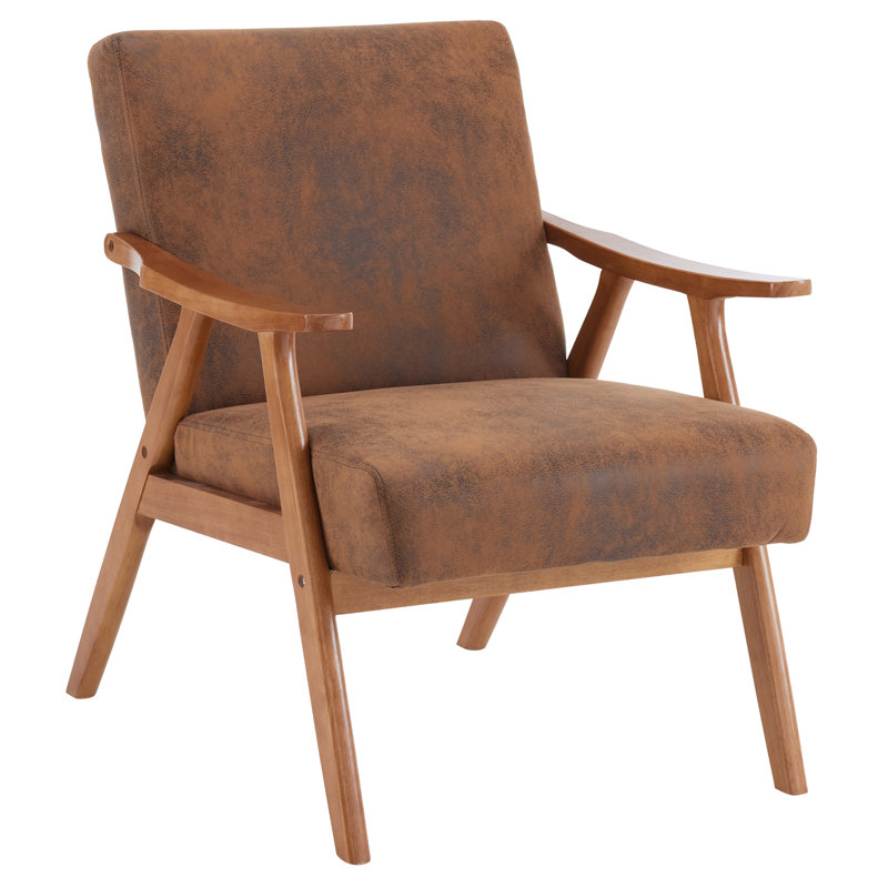 Khymani Upholstered Armchair, Brown Linen