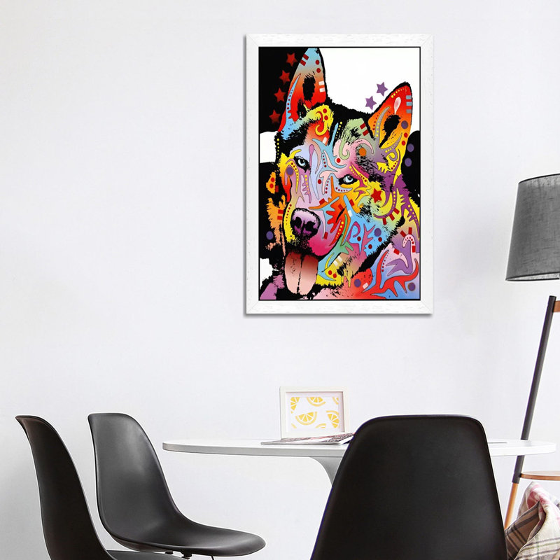 Siberian Husky by Dean Russo - Print on Canvas, 101.6 cm H x 66.04 cm W, White Floater Framed