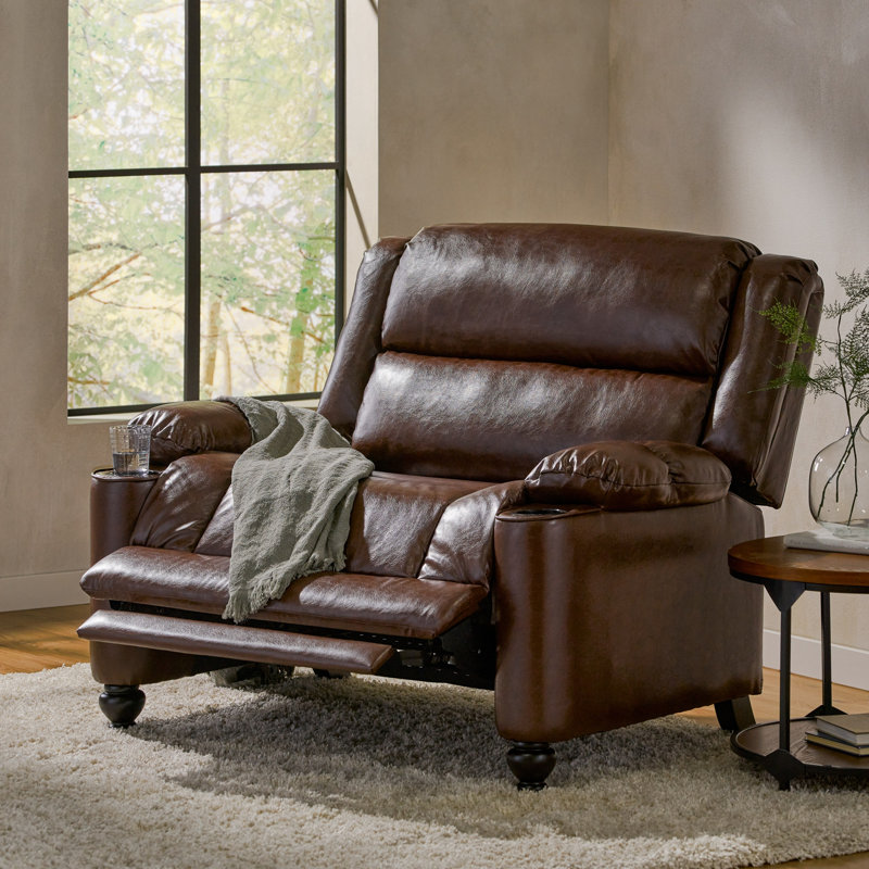 Fauteuil inclinable manuel en similicuir de 50 po de largeur, fauteuil d'appoint capitonné, canapé simple pour le salon et la chambre à coucher