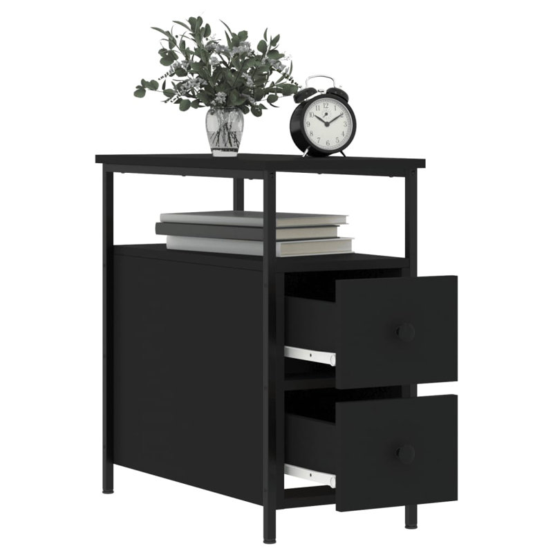 Nedlands 30cm W Manufactured Wood Bedside Table, Black