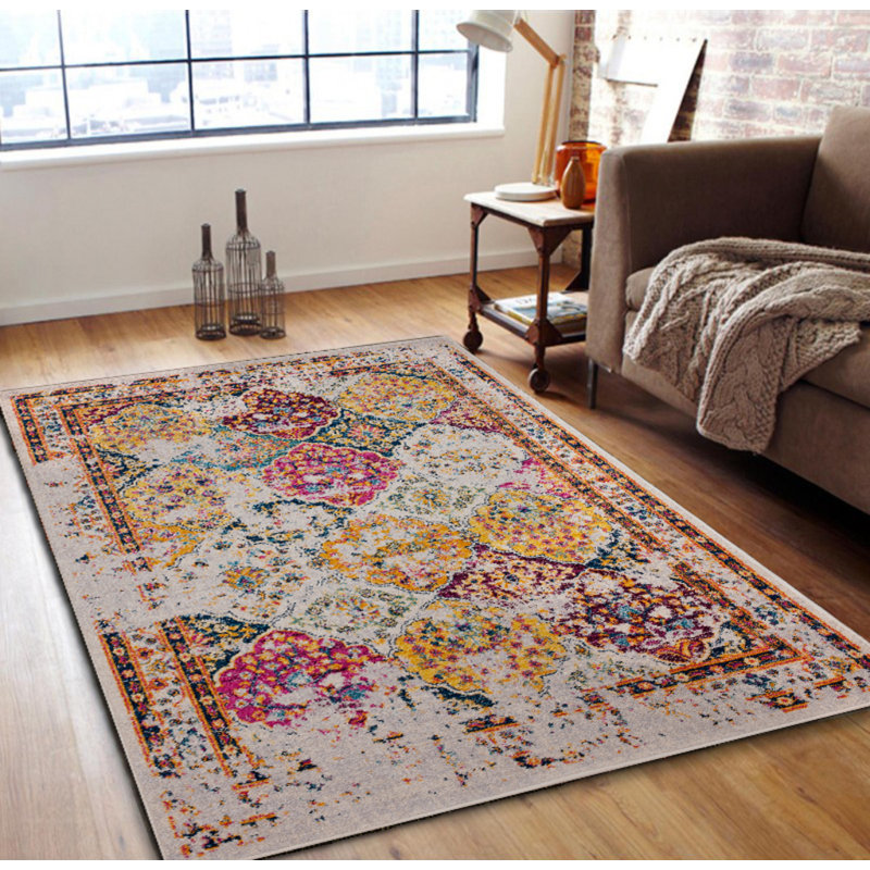 Tapis oriental lilas / orange, Rectangle 6 pi 7 po x 9 pi 2 po