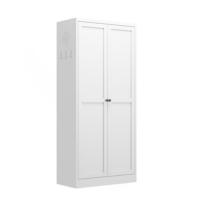 61" White Metal Kitchen Pantry Cabinet Adjustable Storage With 4 Shelves (110Lb Capacity), Heavy Duty Freestanding Pantry Organizer For Kitchen, Pantry, Living Room