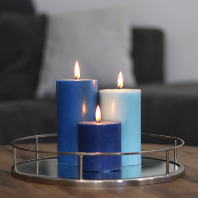 Unscented Scented Pillar Candle, Blue