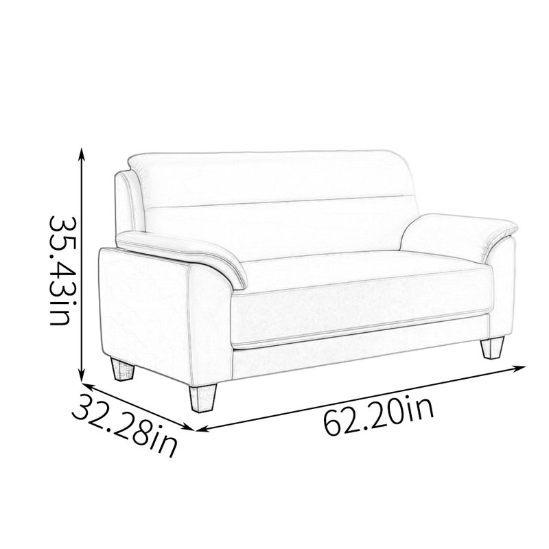 Loraina, H 35,43 po x l 62,2 po x P 32,28 po, Cuir assorti