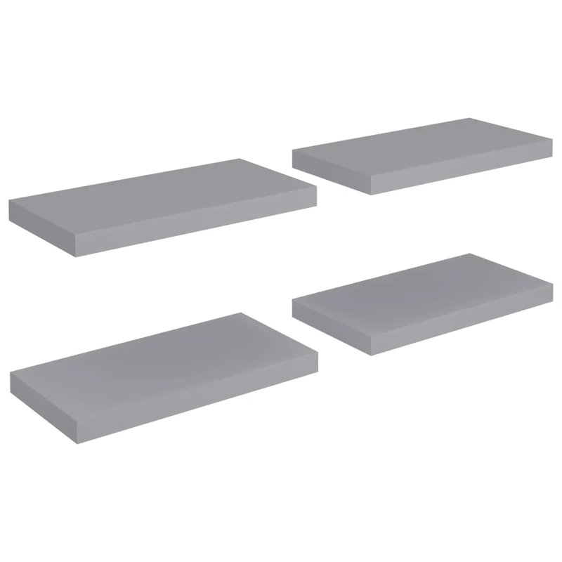 Arsis 4 Piece Metal Floating Shelf, 3.8cm H x 23cm W x 50cm D, Grey