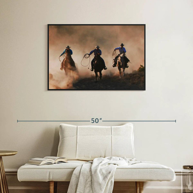 Western Sundown, Cadre flottant noir, 37 po x 25 po