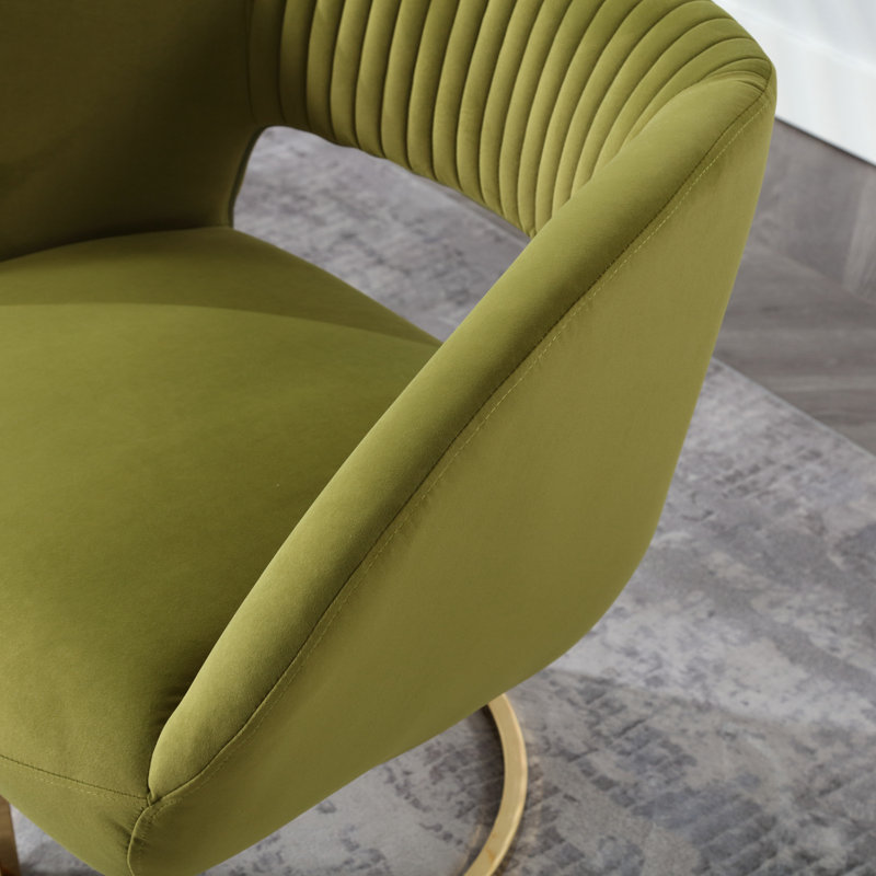Fauteuil en velours de 28,74 po Agurne, Velours olive