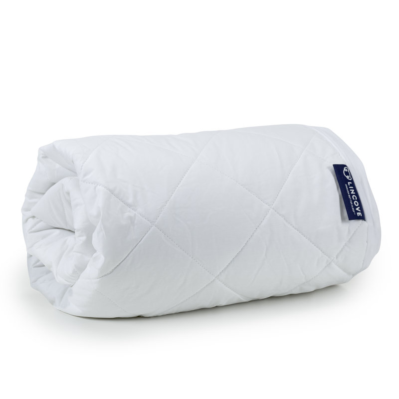 Lincove Quilted Mattress Pad - 100% Cotton Shell, Microfiber Fill, Elastic Fitted Mattress Protector, Queen