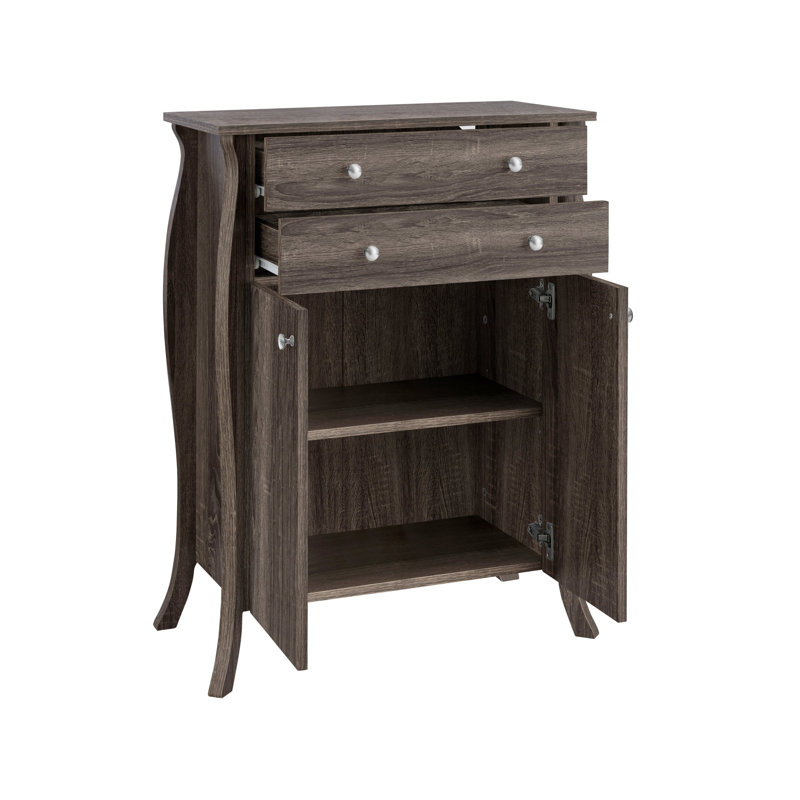 68 Cm Wide 2 Drawer Sideboard, Grey Oak