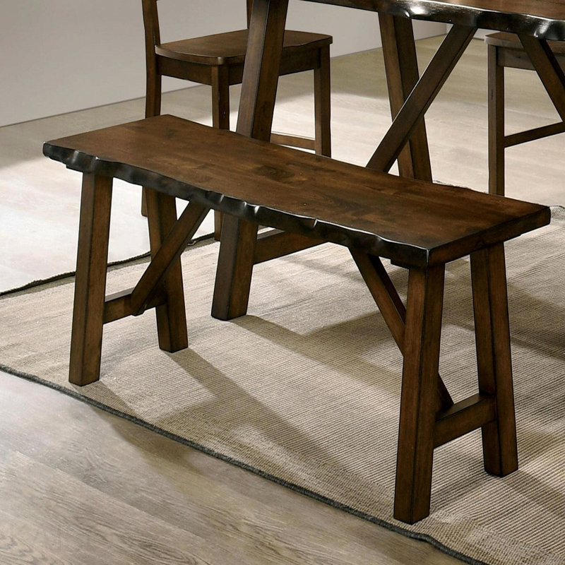 Walnut Finish Bench With Live Edge Design for Dining Room - Walnut