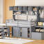 Lit mezzanine simple en bois avec grand rangement, bureau sous le lit, tiroirs et tablettes pour une utilisation optimale de l'espace-1460078293-1460078292