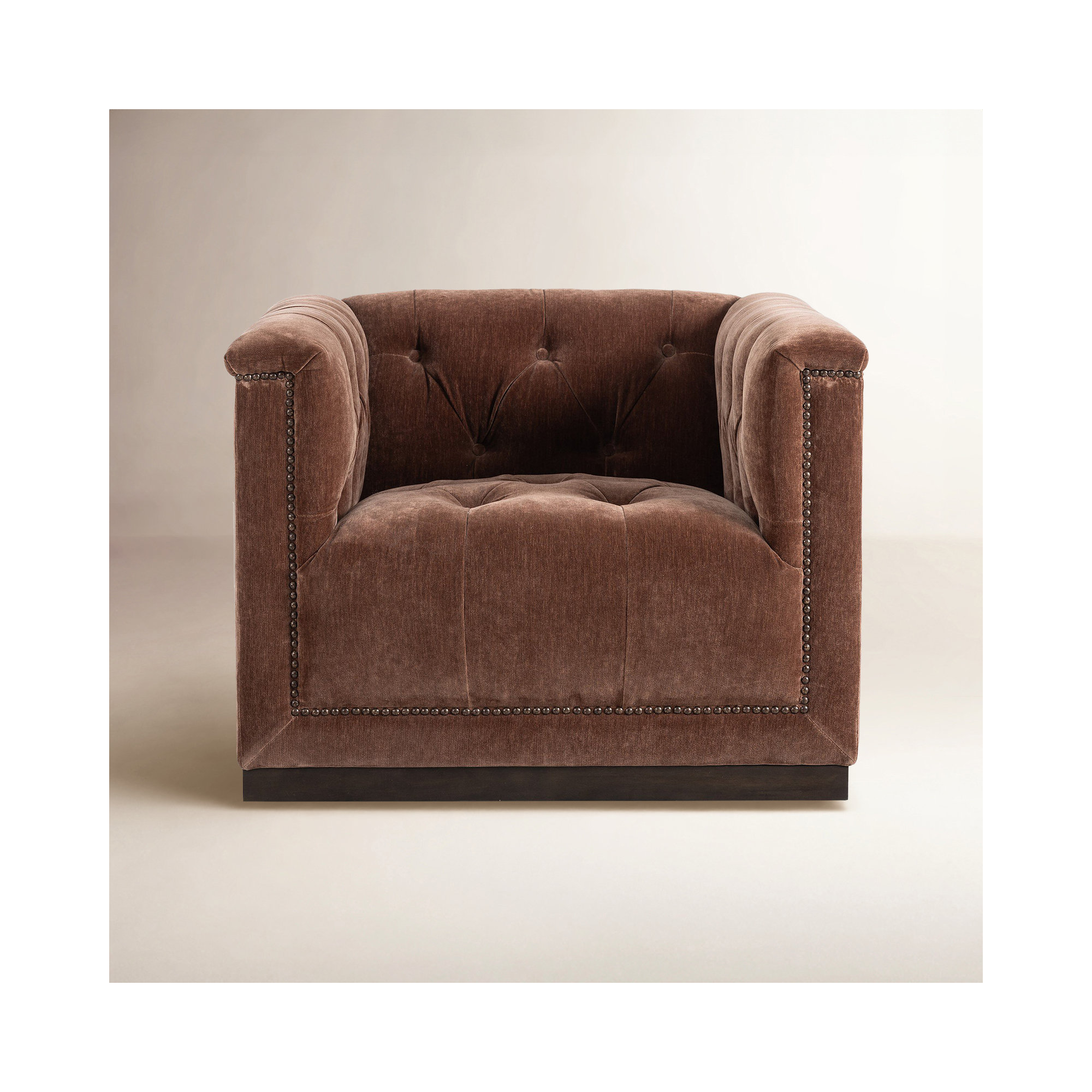 Byer Upholstered Swivel Accent Chair, Amici Tobacco Velvet