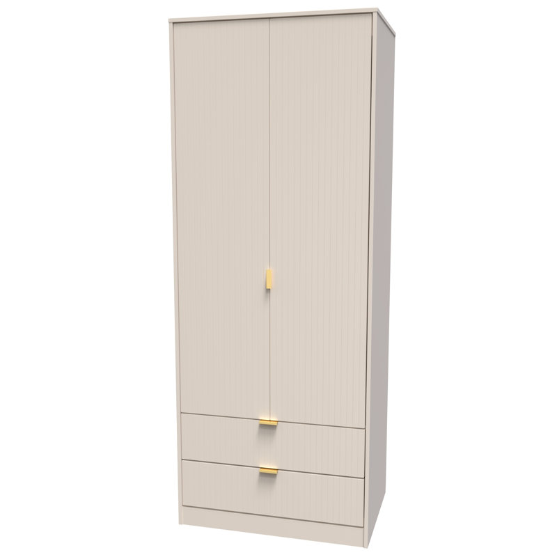 Fully Assembled 2 Door Wardrobe, 197cm H x 74cm W x 53cm D, Kashmir