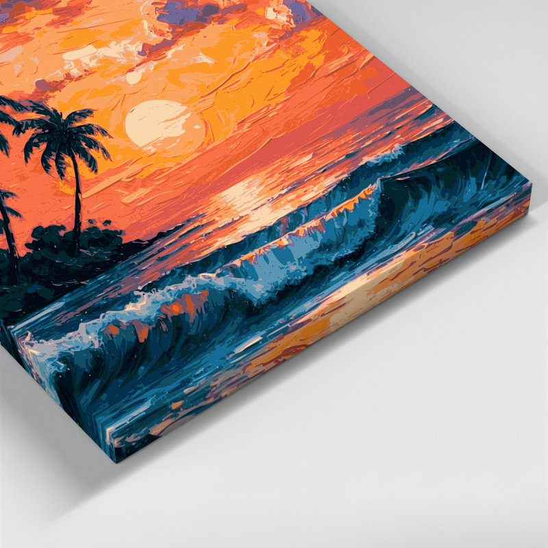 «Hawaiian Tropical Sunset», art mural sur toile orange, H 8 po x l 8 po