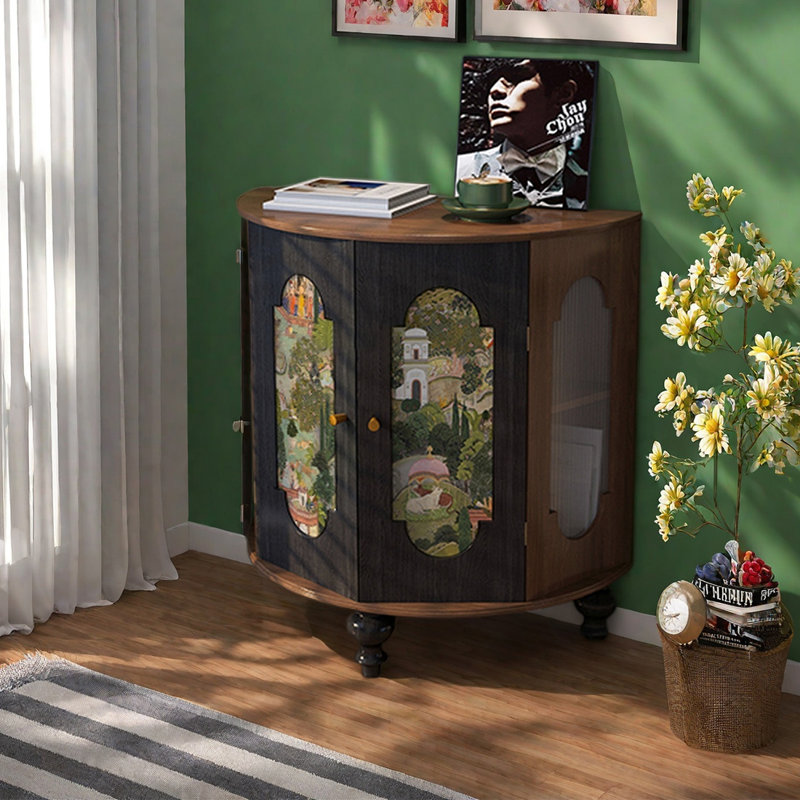 Armoire d'appoint demi-cercle en bois massif