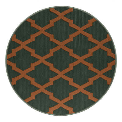 Machine Washable Trellis Green Area Rug