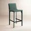 Tabouret de bar H 26 po entièrement assemblé, tabouret de bar rembourré en cuir Saddle avec siège rembourré, tabouret de bar à hauteur de comptoir avec repose-pieds à structure en métal pour îlot de cuisine, vert-2110765622-2110897007