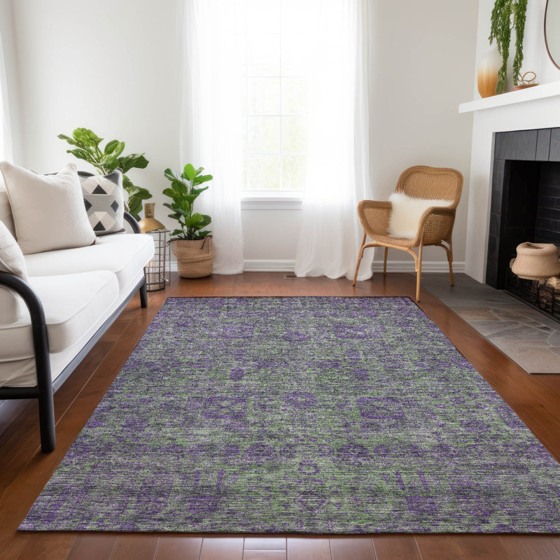 Tapis intérieur / extérieur avec envers antidérapant Ivanelle, Rectangulaire 8 pi x 10 pi