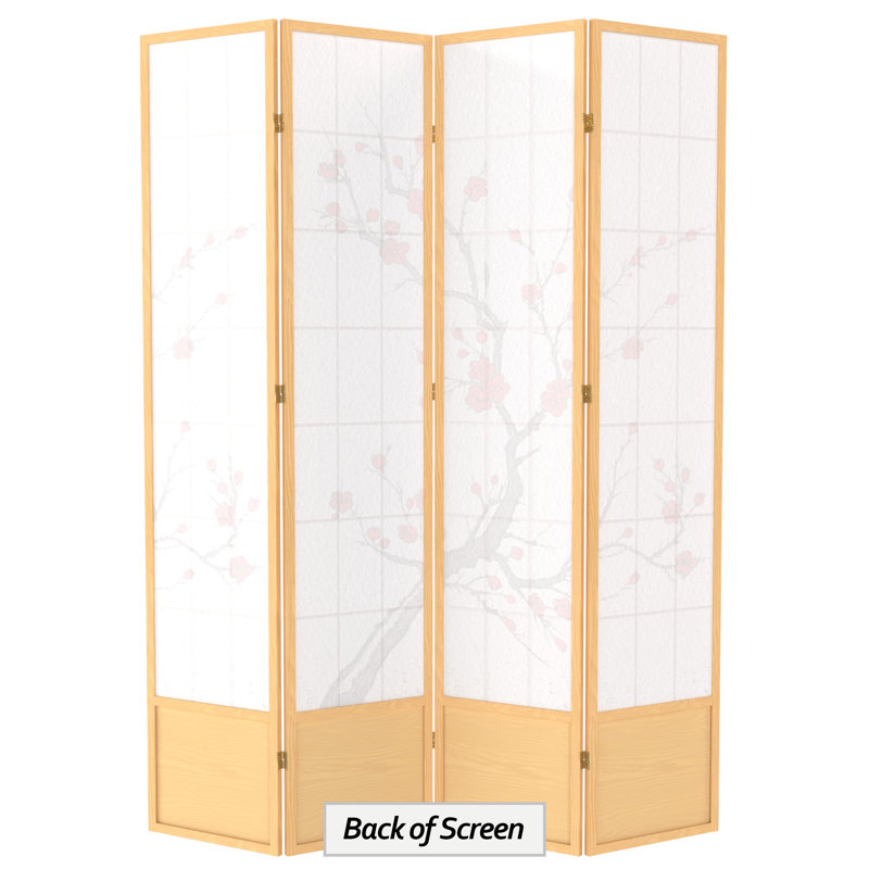 83.5" Cherry Blossom Shoji Room Divider, 4, Natural