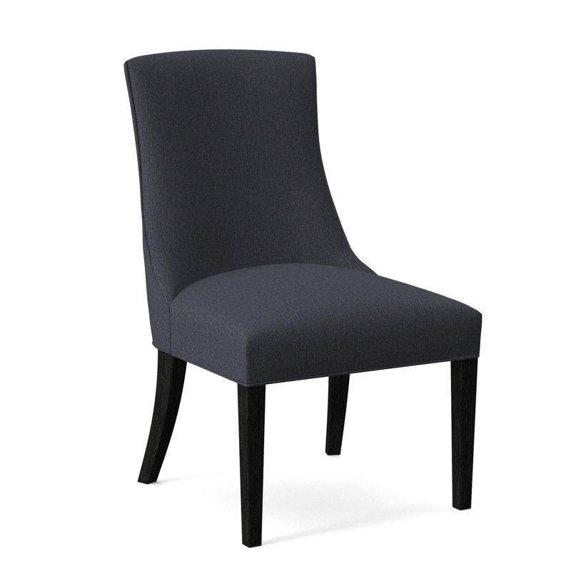 Tuxedo Slipper Dining Chair, Beige Performance Fabric; 0851-73, Antique Black Finish