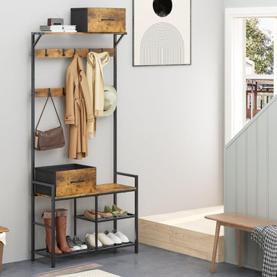 Tollette Hall Tree 33.07'' Wide with Bench and Shoe Storage