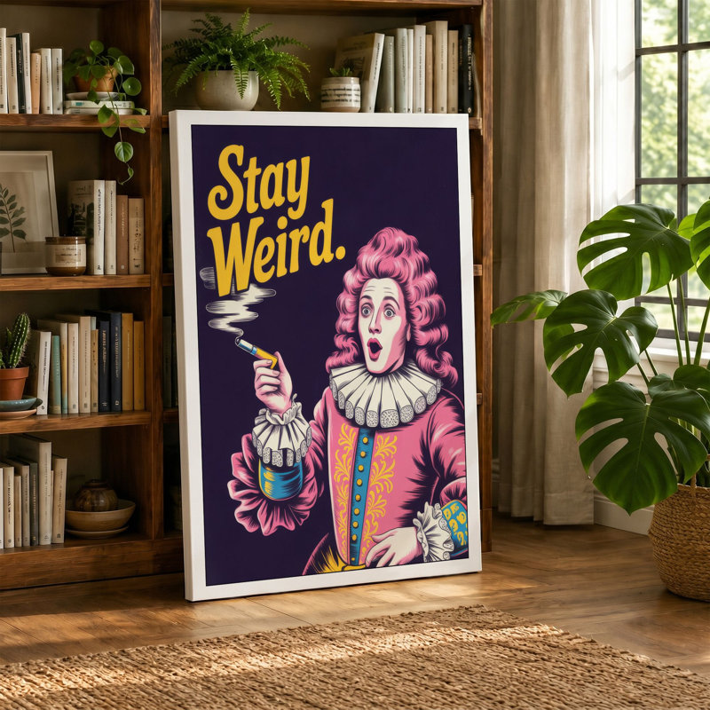 Stay Weird Typography - Wrapped Canvas, 18x12 - 45.7 x 30.5 cm, Cream Border