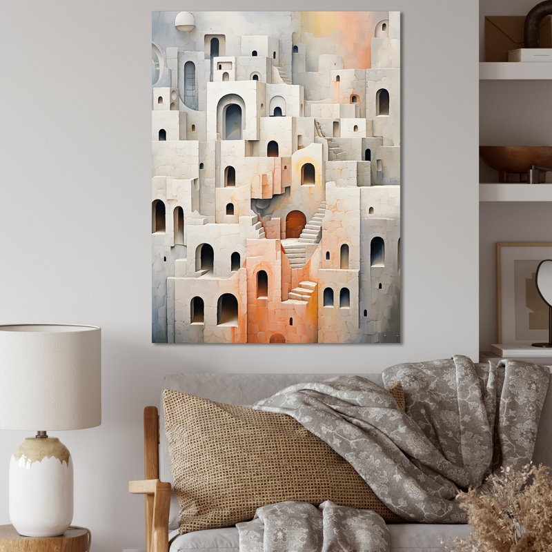Minimalisme des forteresses I sur toile, Toile tendue, H 32 po x l 16 po x P 1 po