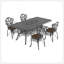 Table de salle à manger L68.9 * W37,4 pouces en fonte d'aluminium avec structure noire et trou pour parasol
