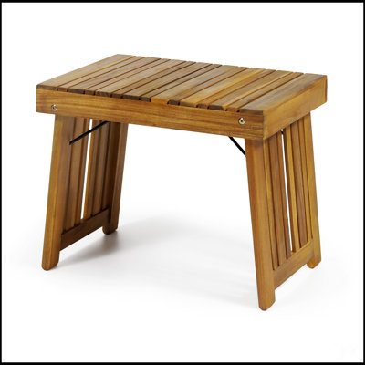 Table d'appoint durable en bois d'acacia de Kyoto avec un design pliable pour une utilisation intérieure et extérieure, pour un décor peu encombrant et élégant.