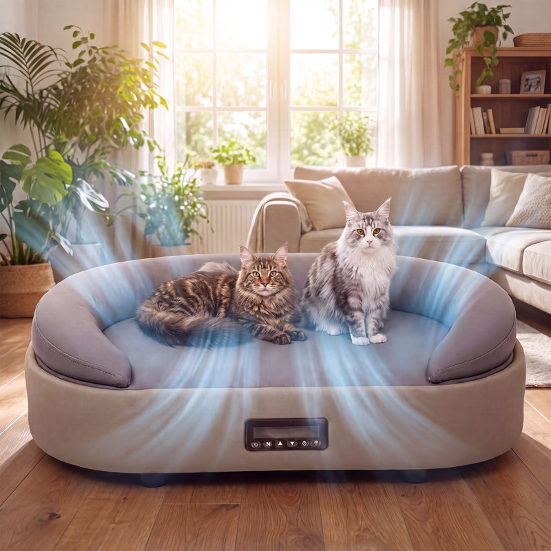 Canapé-lit intelligent à contrôle de température intelligent avec télécommande APP et contrôle manuel, chauffage et climatisation toutes saisons, cuir de polyuréthane résistant à l'usure pour animaux de taille moyenne à grande