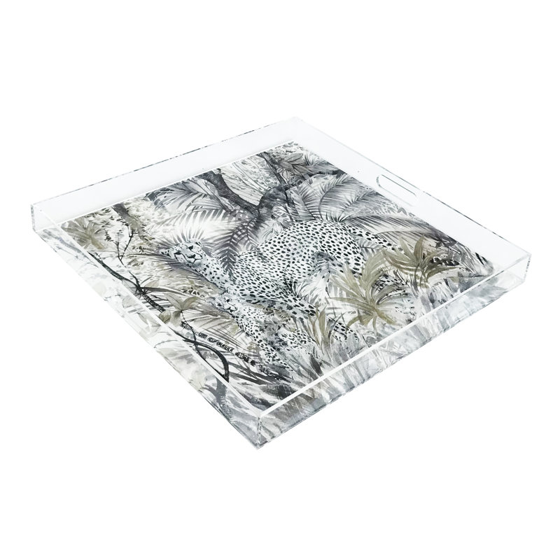 Arcadia Cheetah Acrylic Square Decorative Tray, 18"W x 18"D x 2"H