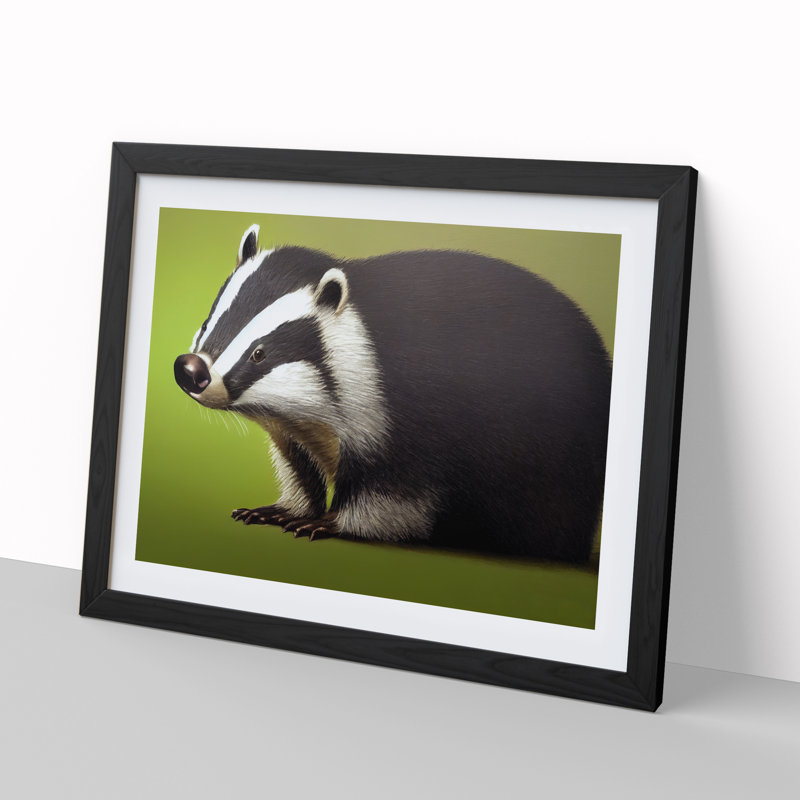 Cute Badger - Framed Print, Black, 46cm H x 64cm W x 2cm D