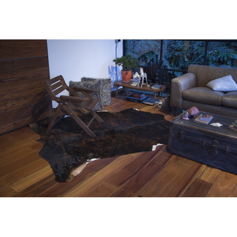 Tapis brun clair en cuir de vache tissé à la main Morenci