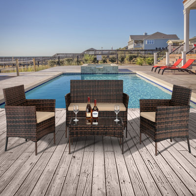Derba 4 - Person Outdoor Seating Group with Cushions by Winston Porter
