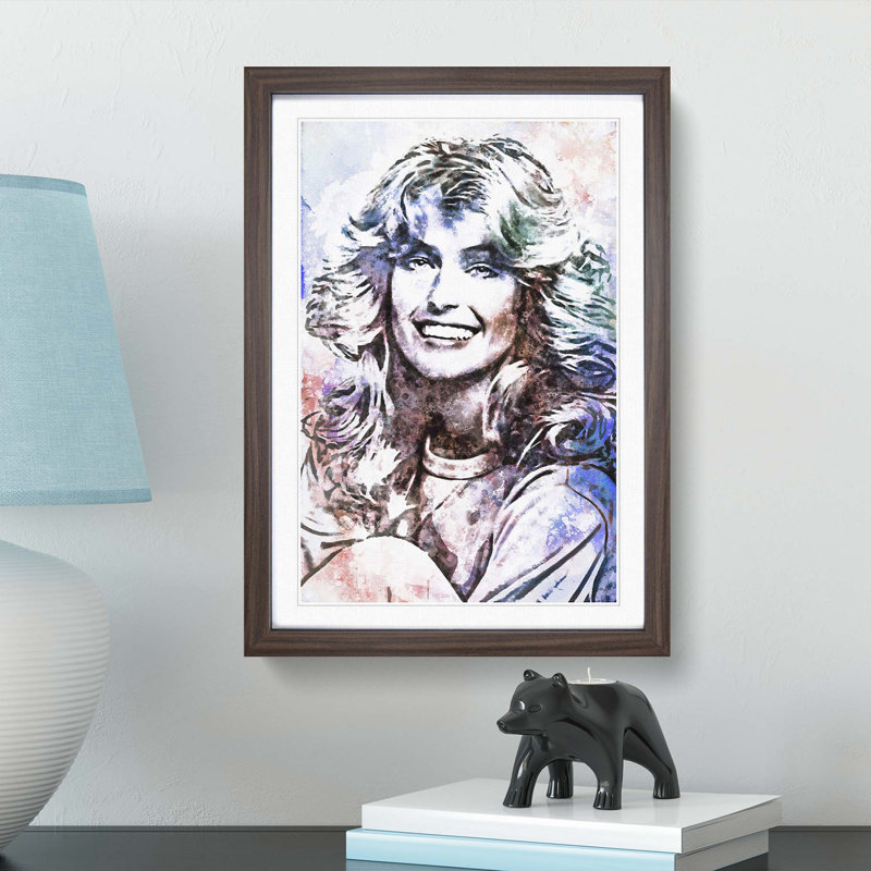 Farrah Fawcett - Picture Frame Painting Print, 76cm H x 50cm W x 2cm D, Walnut