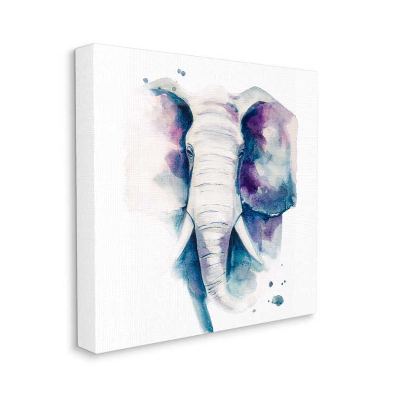 Éléphant par Esté Hupp - Peinture sur toile, Toile tendue, H 30 po x l 30 po x P 1,5 po