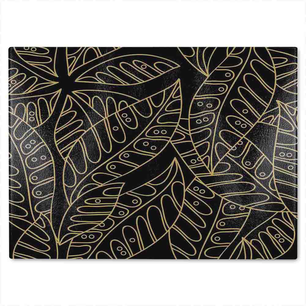 Lined Flower Print Glass Chopping Board
