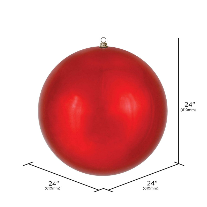 Vickerman 24" Giant Shiny Red Ball Christmas Ornament, 24" H x 24" W x 8" D, Red Shiny