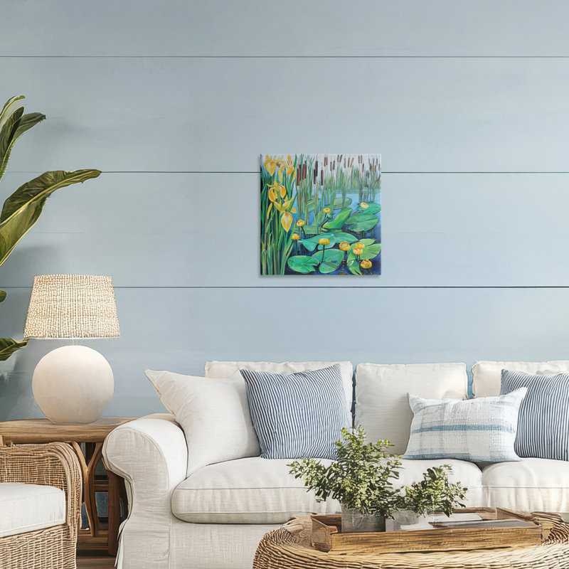 Toile de nénuphars en fleurs, design par Violeta Vollmer, H 17 po x l 17 po